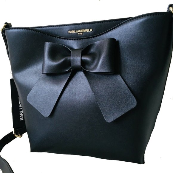 KARL LAGERFELD PARIS BLACK BOW CROSSBODY